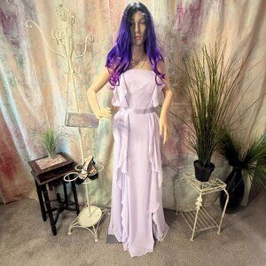 📌White Vera Wang Strapless Ruffled Bridesmaid - Prom - Ball Dress w/ Long Slit